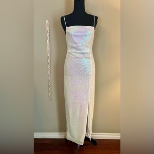 White sequin formal gown dress